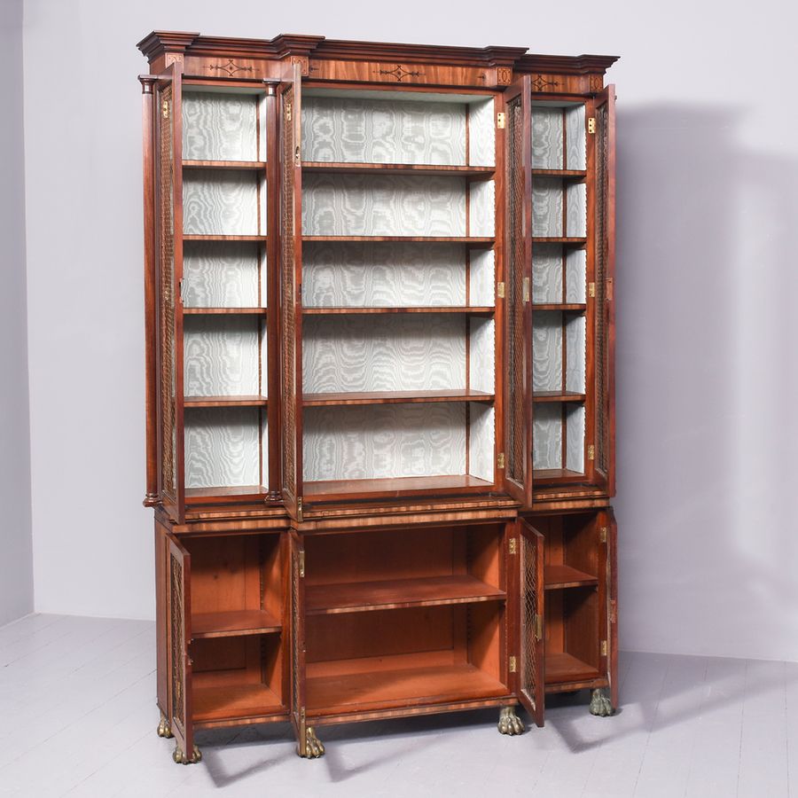 Antique Exhibition Quality Regency 4 Door Cabinet Bookcase