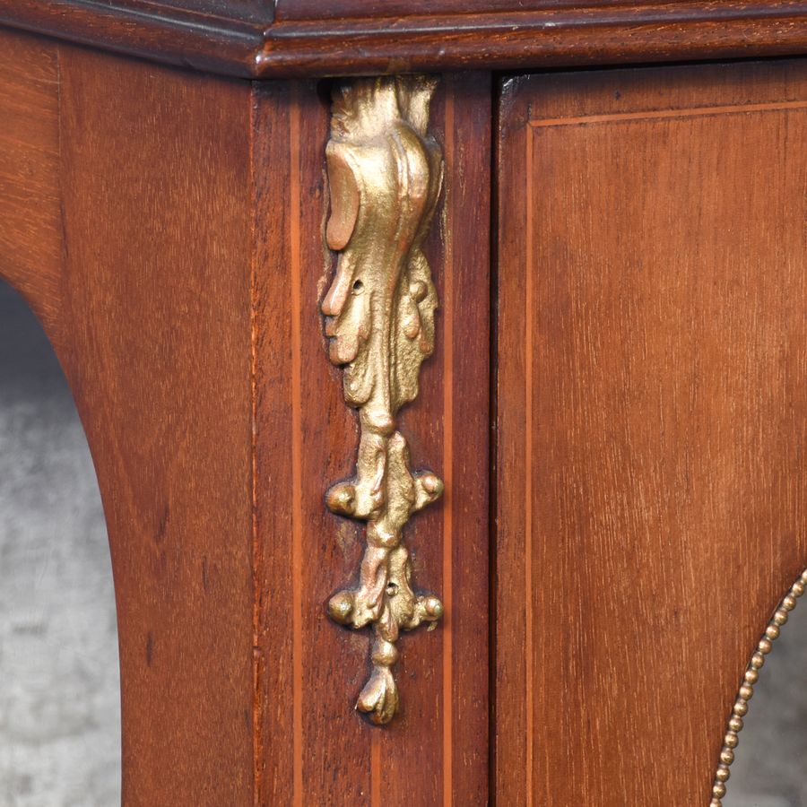 Antique Quality Marquetry Inlaid Mahogany Late Victorian Display Cabinet