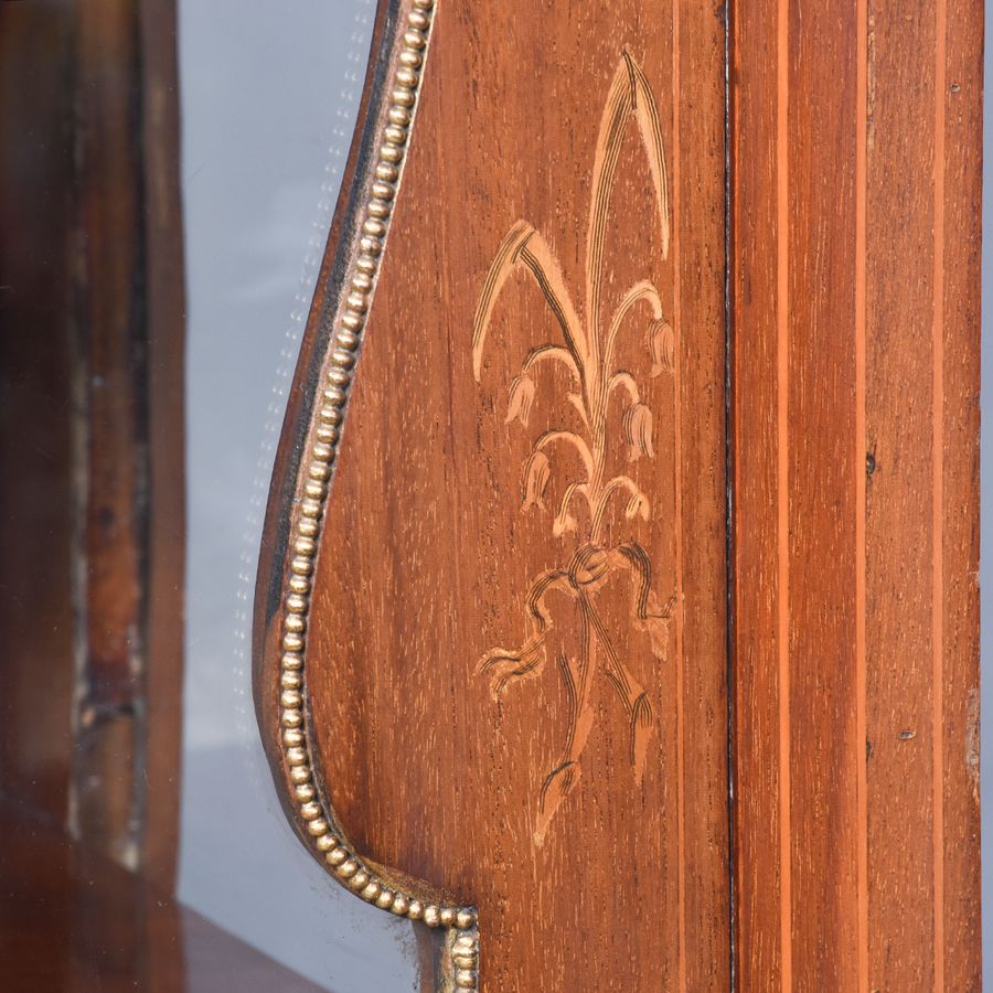 Antique Quality Marquetry Inlaid Mahogany Late Victorian Display Cabinet