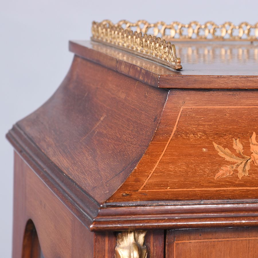 Antique Quality Marquetry Inlaid Mahogany Late Victorian Display Cabinet