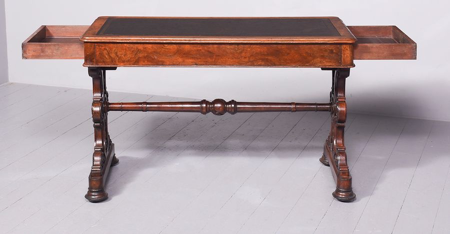 Antique Quality William IV Pollard Oak Freestanding Library/Writing Table