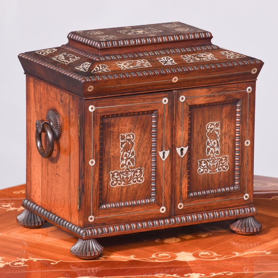 Exceptional Victorian Mother-of-Pearl Inlaid Rosewood Cabinet