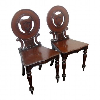Pair of William IV Mahogany Hall Chairs