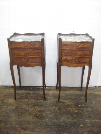Antique Pair of French Serpentine Side Tables