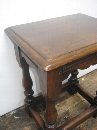 Antique Small Oak Jacobean Style Stool