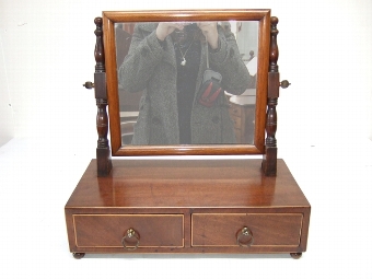 Antique George III Mahogany and Boxwood Inlaid Toilet Mirror