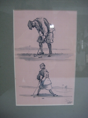 Antique Comic Golfing Scenes by P Hobbs