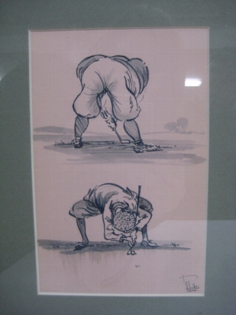 Antique Comic Golfing Scenes by P Hobbs