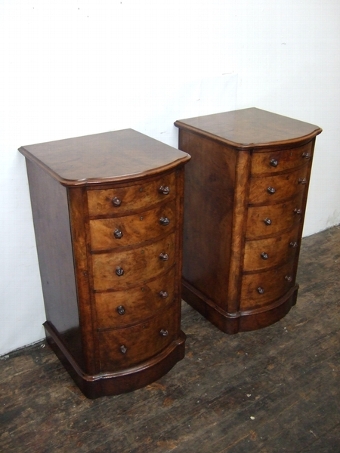 Pair of Victorian Burr Walnut Chests/Lockers
