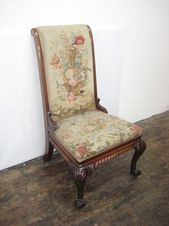 Victorian Easy Chair with Original Petit Point Tapestry