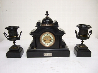 3 Piece Polished Marble Clock Garniture