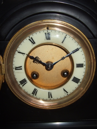 Antique 3 Piece Polished Marble Clock Garniture