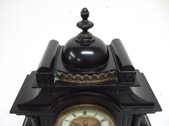 Antique 3 Piece Polished Marble Clock Garniture