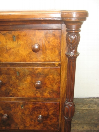 Antique Mid Victorian Burr Walnut Pedestal Desk