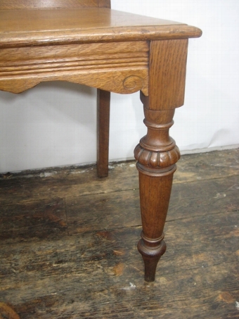 Antique Pair of Mid Victorian Carved Oak Hall Chairs
