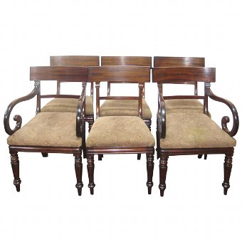 Set of 6 (4 + 2) Scottish William IV Mahogany Dining Chairs