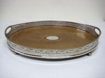 Antique Edwardian EPNS and Oak Tray