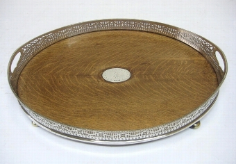 Antique Edwardian EPNS and Oak Tray