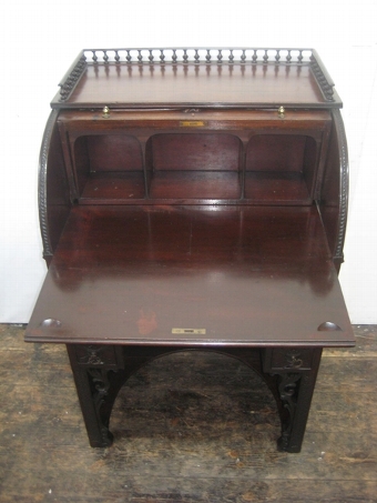 Antique Chippendale Revivial Mahogany Cylinder Desk