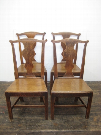 Set of 4 George III Oak Dining Chairs