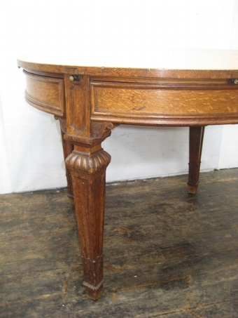 Antique Rare Oak Circular Extending Dining/Library Table