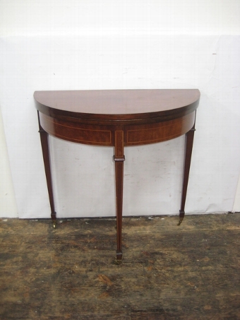 Antique Sheraton Style Demi Lune Foldover Card Table