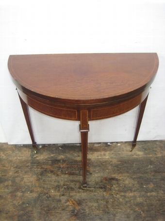 Antique Sheraton Style Demi Lune Foldover Card Table