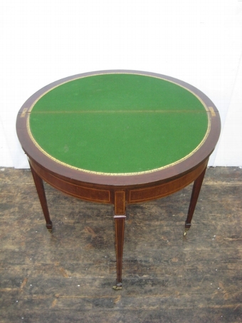 Antique Sheraton Style Demi Lune Foldover Card Table