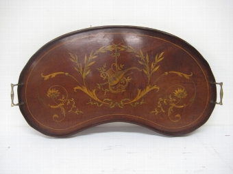 Antique Kidney Shaped Mahogany Tray