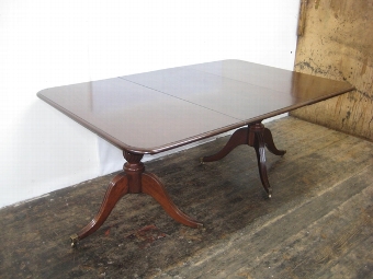 Antique Regency Style Mahogany Twin Pillar Dining Table