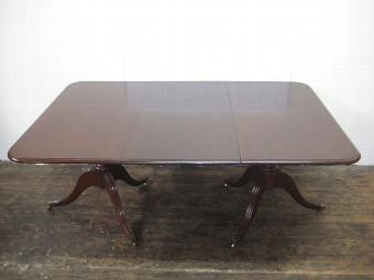 Antique Regency Style Mahogany Twin Pillar Dining Table