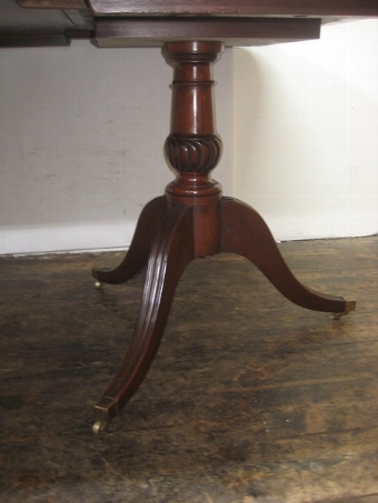Antique Regency Style Mahogany Twin Pillar Dining Table