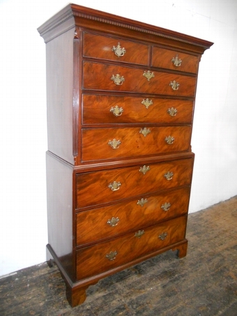 George III Mahogany Secretaire Chest on Chest