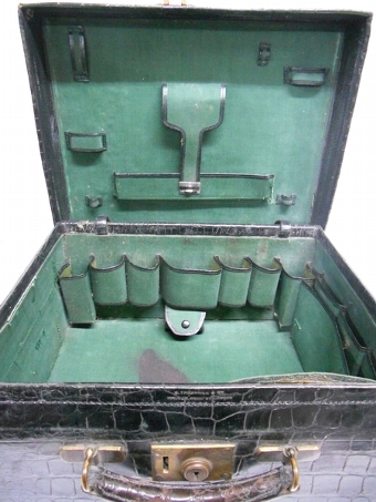 Antique Crocodile Skin Toilet Case