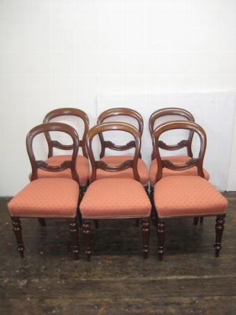Set of 6 Victorian Mahogany Balloon Back Chairs