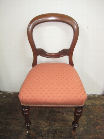 Antique Set of 6 Victorian Mahogany Balloon Back Chairs