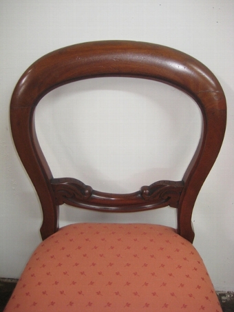 Antique Set of 6 Victorian Mahogany Balloon Back Chairs