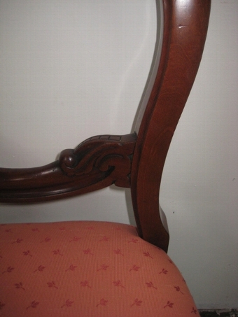 Antique Set of 6 Victorian Mahogany Balloon Back Chairs
