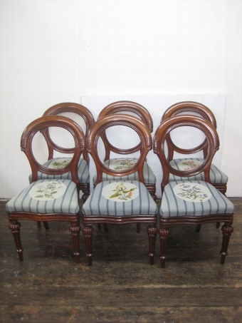 Set of 6 Victorian Mahogany Balloon Back Chairs