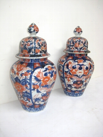 Pair of Imari Baluster Vases