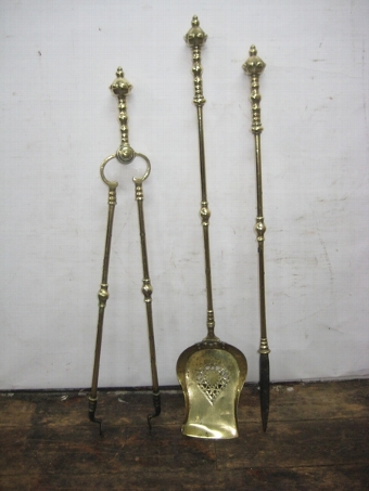 Set of 3 Victorian Brass Fire Irons