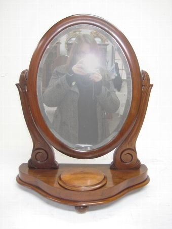 Antique Victorian Mahogany Oval Toilet Mirror