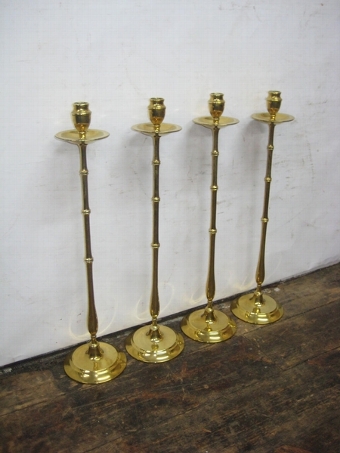 Set of 4 Tall Cast Brass Candlesticks