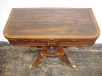 Antique Regency Inlaid Rosewood Card Table