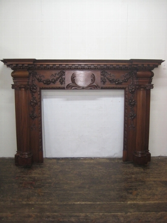 Classical Style Profusely Carved Mahogany Mantelpiece