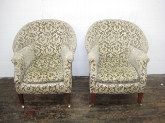 Pair of Mahogany Framed Easy Chairs