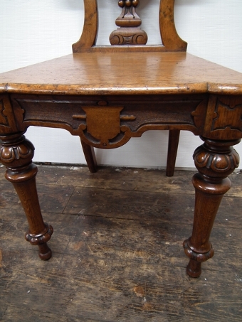 Antique Pair of Pollard Oak Victorian Hall Chairs