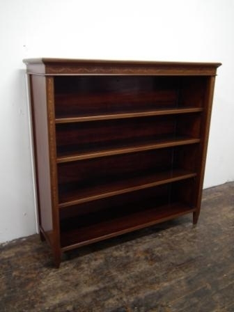 Sheraton Style Mahogany Inlaid Open Bookcase