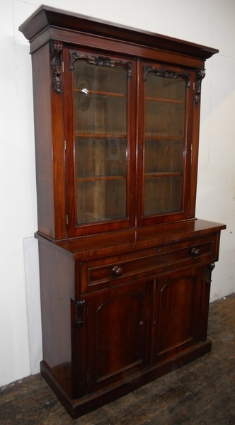 Early Victorian Mahogany Secretaire Bookcase