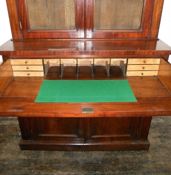 Antique Early Victorian Mahogany Secretaire Bookcase